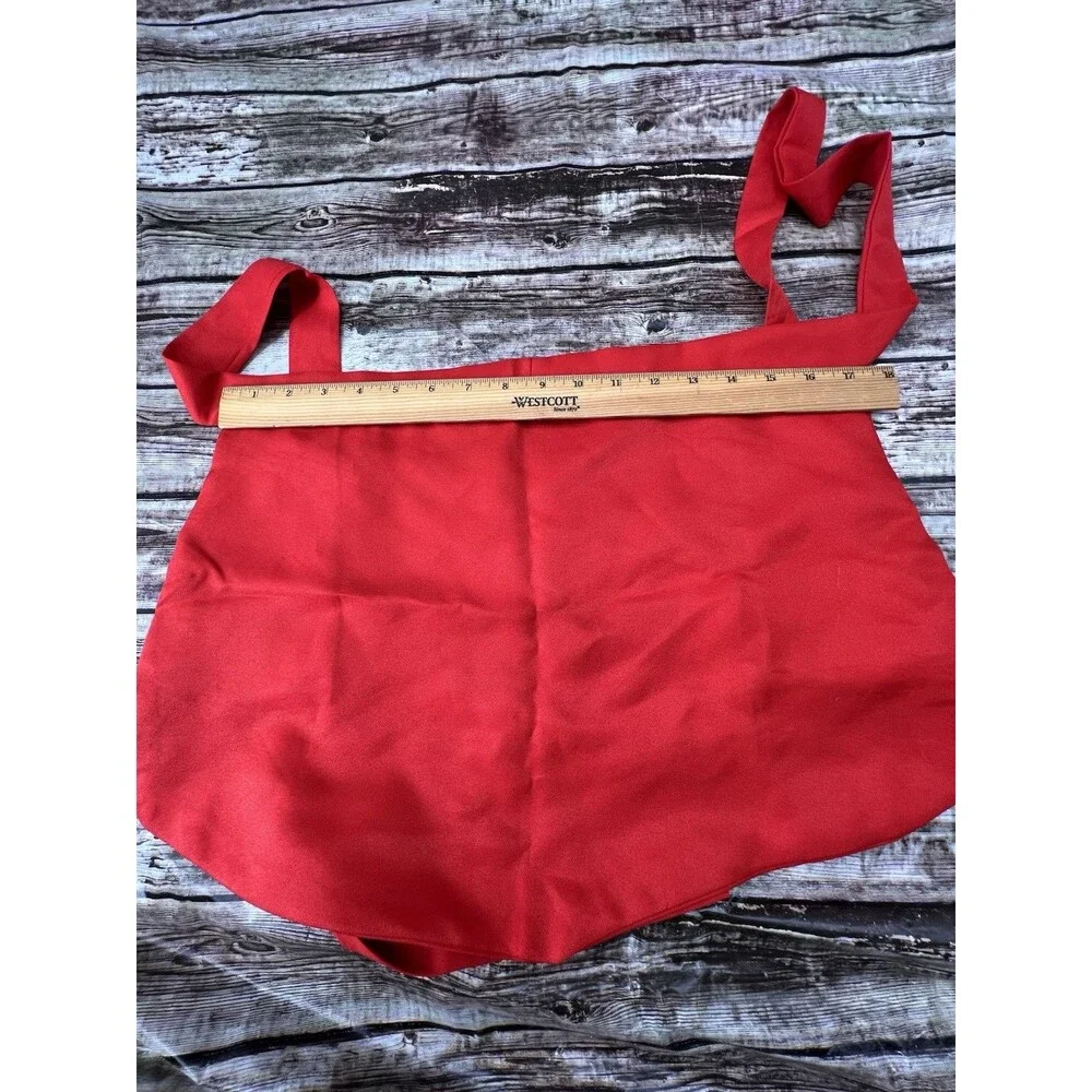Half Bib Red Waist Apron Waitress Waiter Barista Workwear Costume